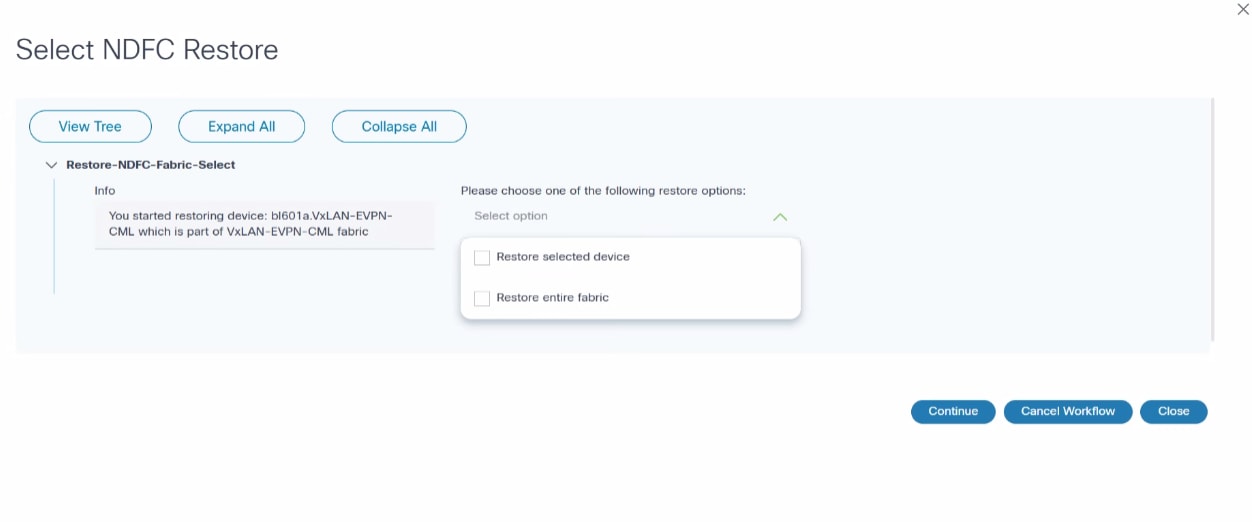 Select NDFC Restore