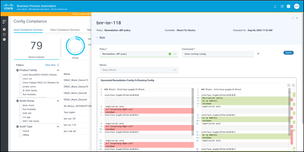 Compare with Running Config Page