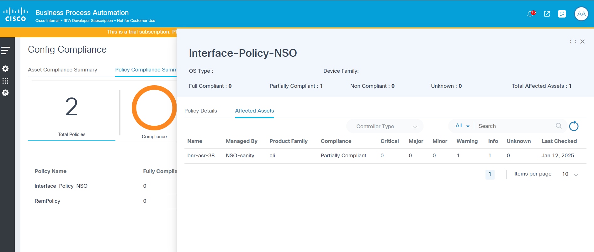 Policy Compliance: Affected Assets