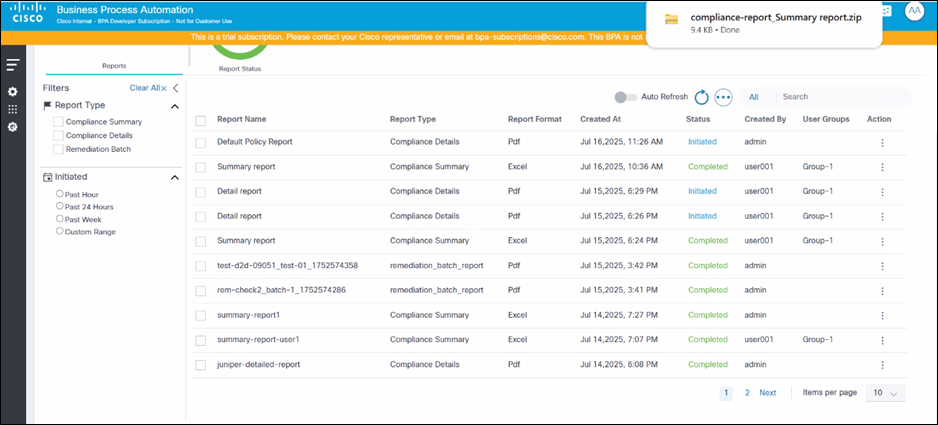 Compliance Summary Report