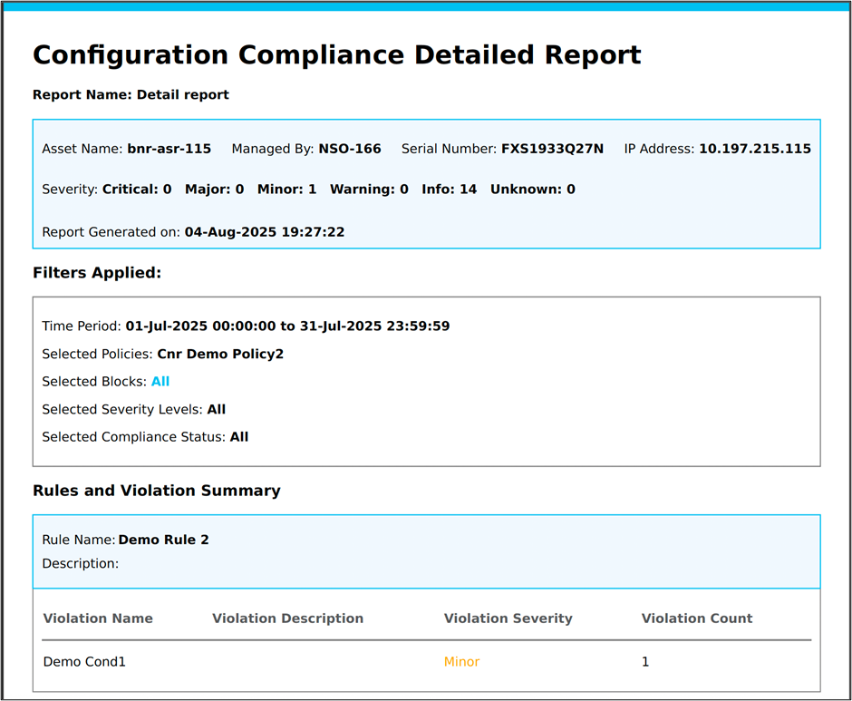 Compliance Detailed Report – Sample PDF Page 1