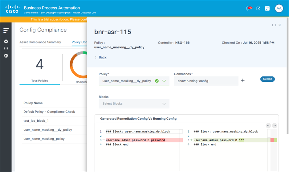 Mask sensitive data in remediation diff page