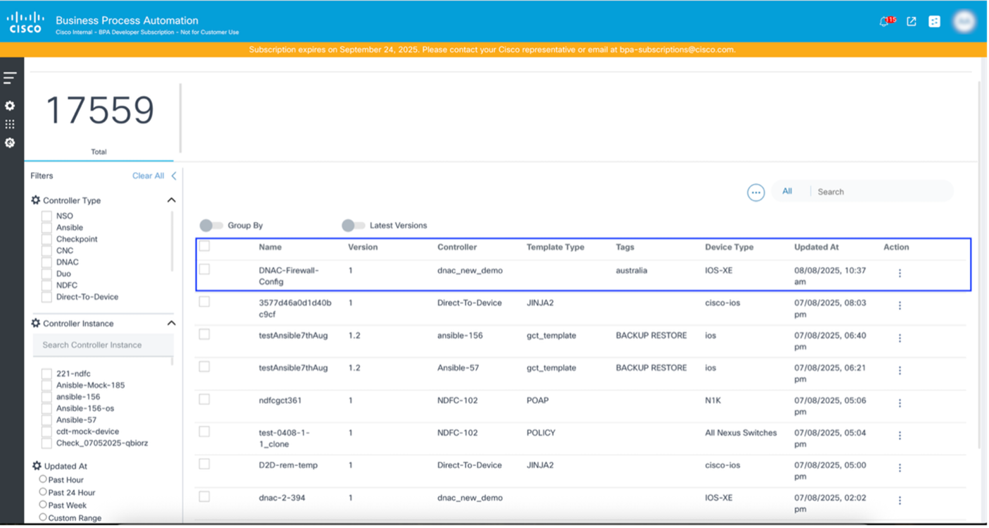 Template Dashboard