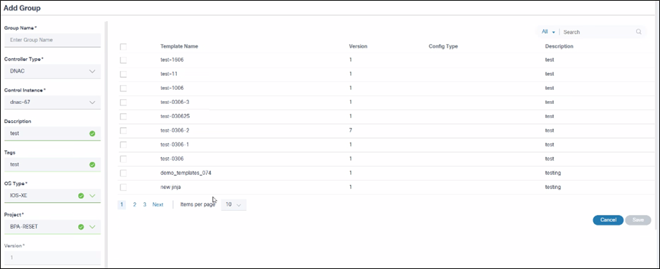 Add Group Form for Cisco Catalyst Center