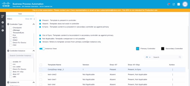 Update and Compare Template Options