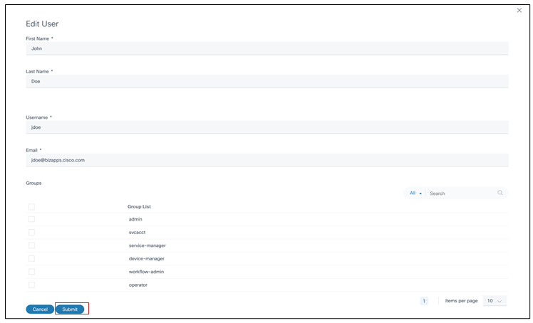 Required Changes done using Edit User
