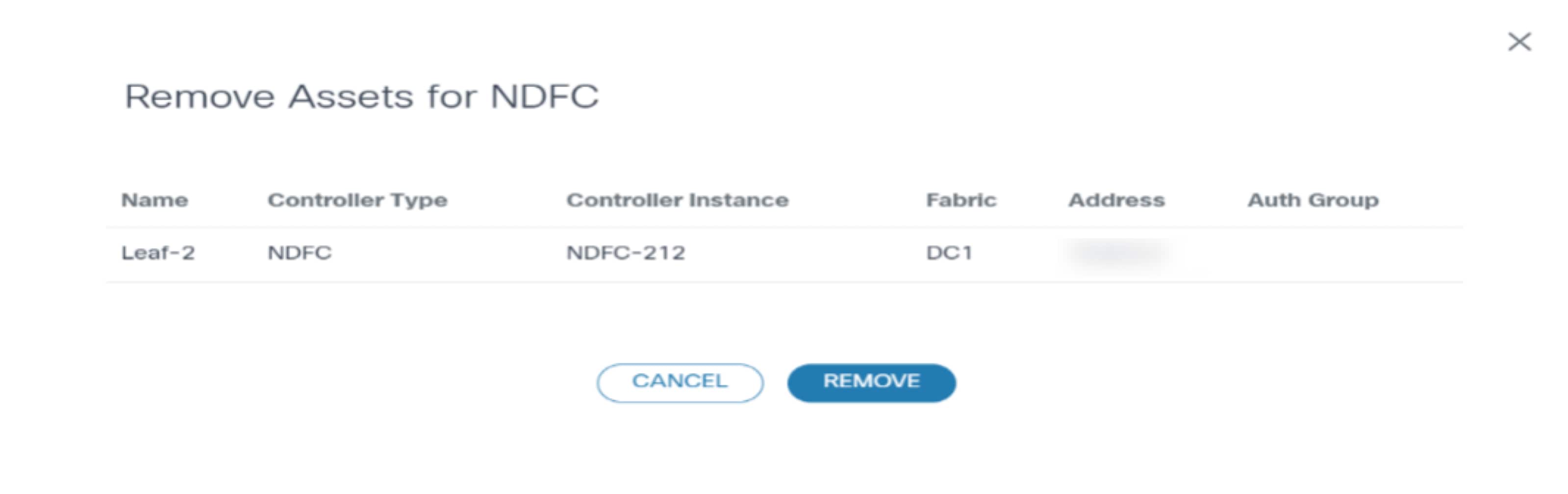 Remove Assets for NDFC