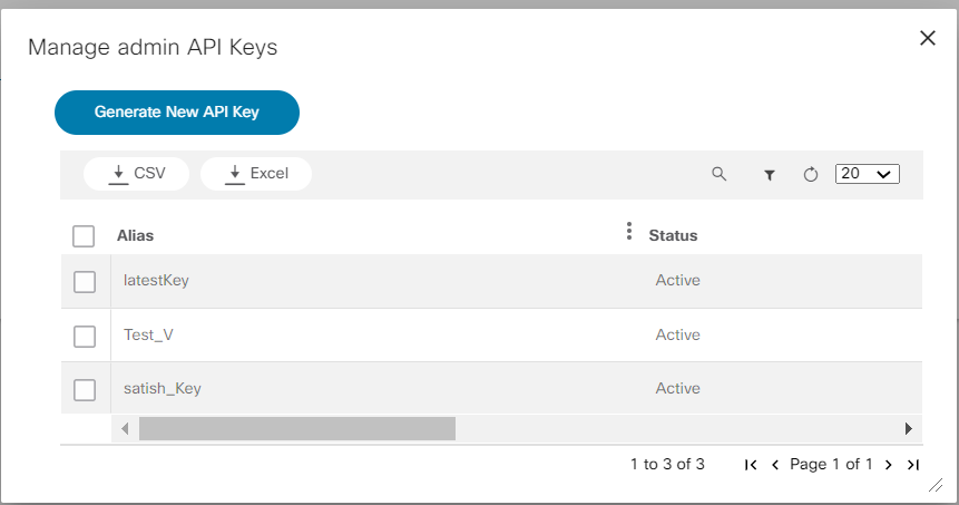 Manage API Key Window