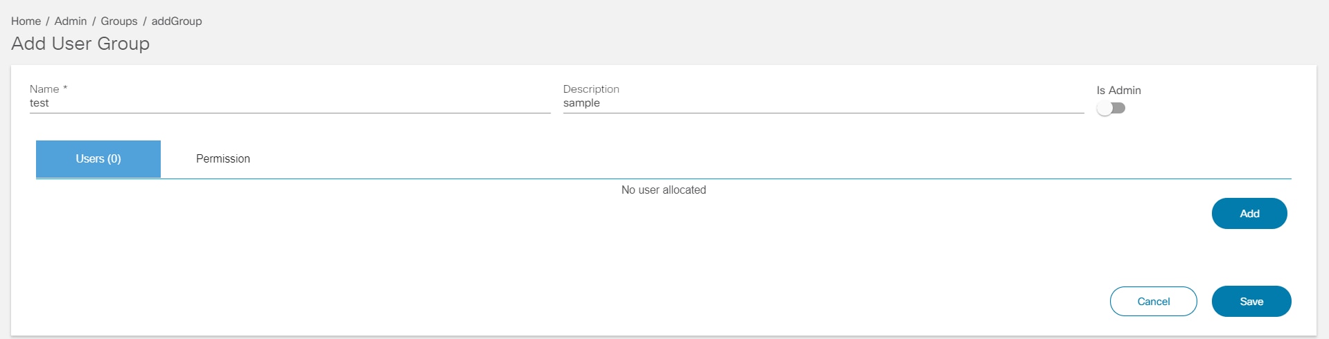 Add User Group: Save