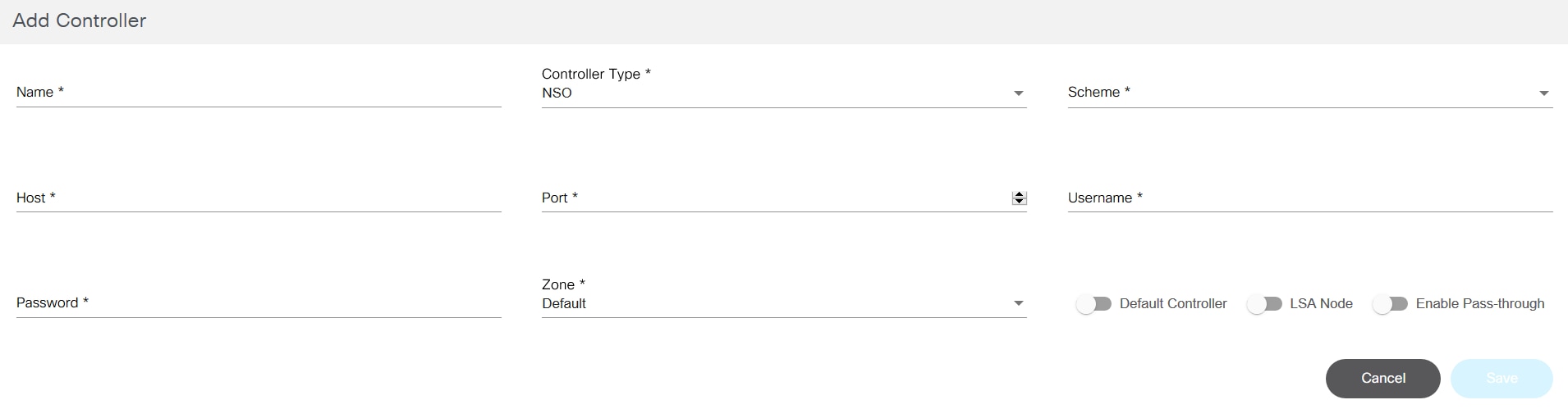 Add Controller Window: NSO