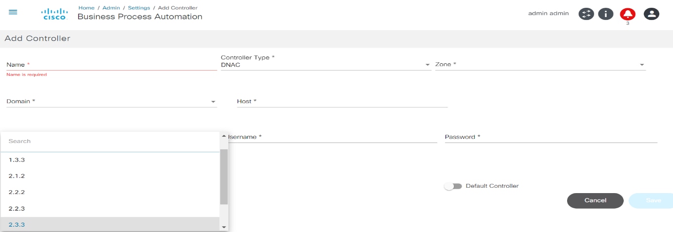 Add Controller Versions: Cisco Catalyst Center