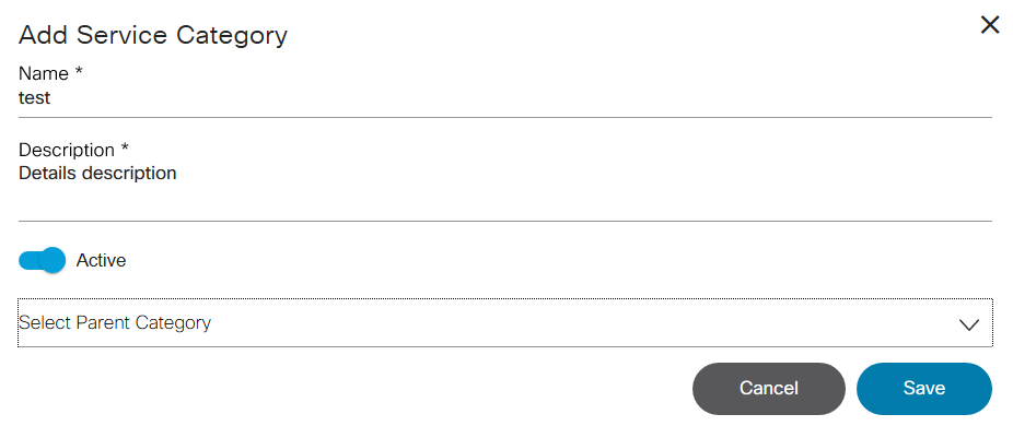 Add Service Category Window
