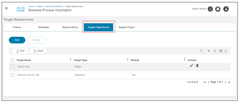 Target Repositories List