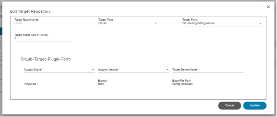Target Repositories Add/Edit