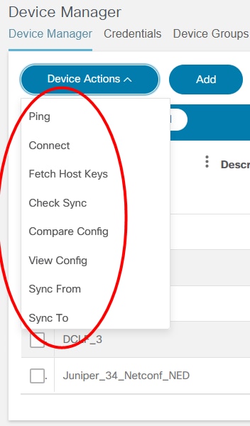 Device Actions List 1