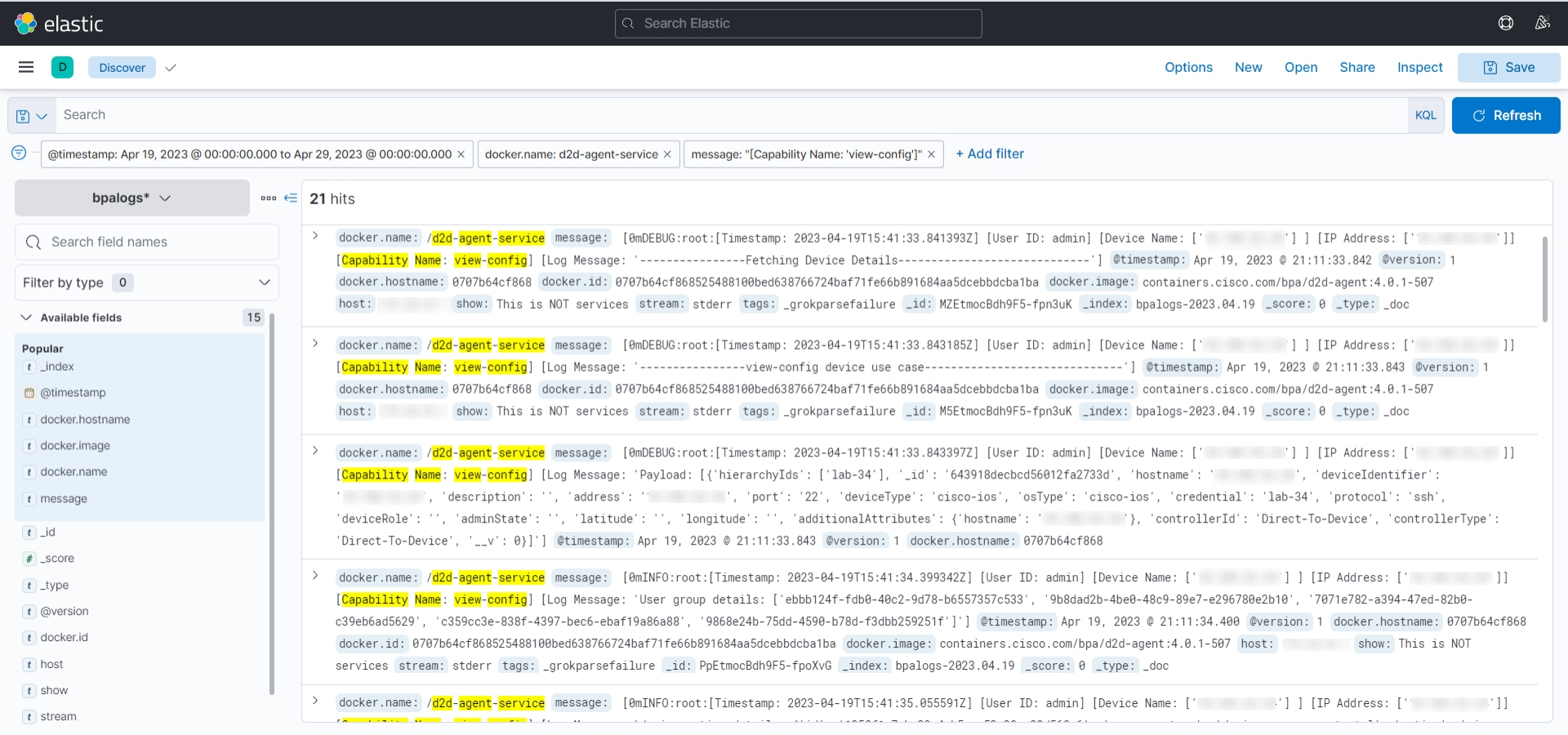BPA Logs: view-config