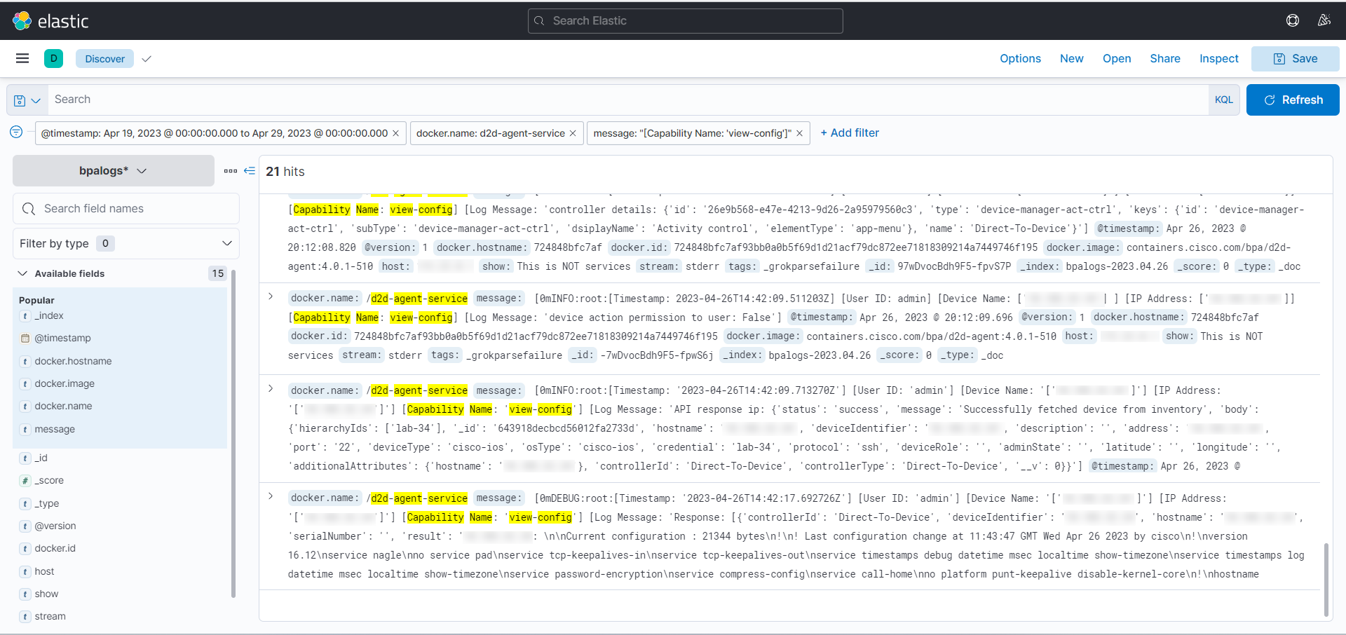 BPA Logs: view-config