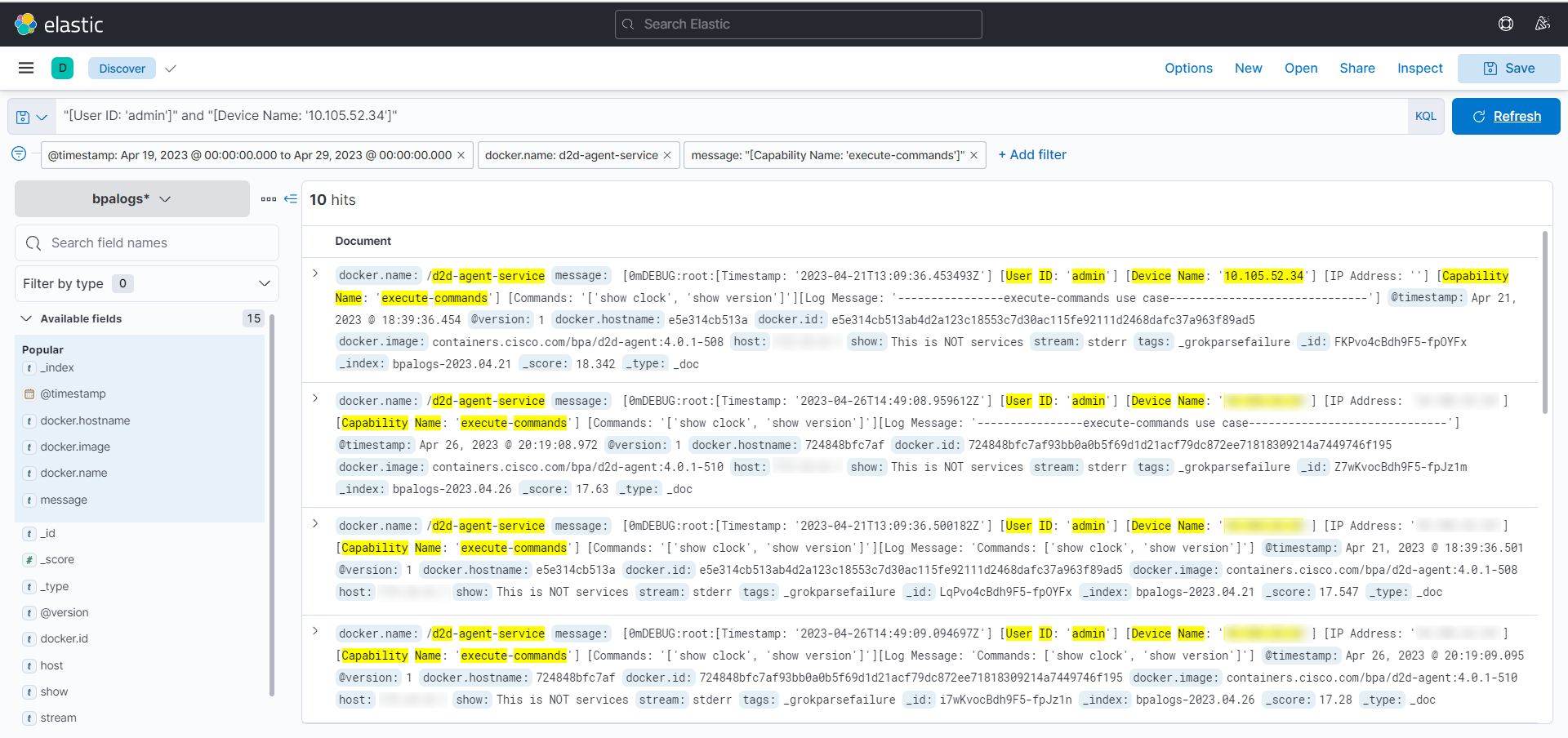 Free Text Search for user and device specific information in search field