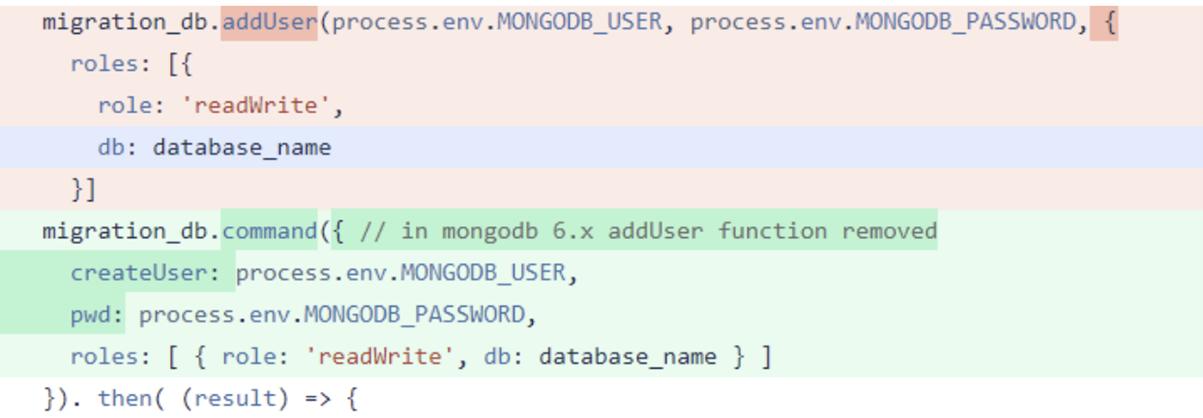 Replace db.addUser()