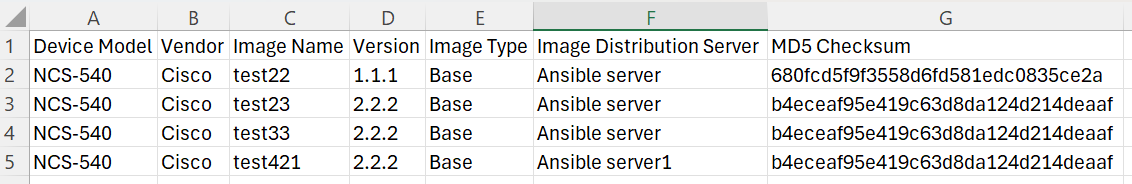 Sample CSV file with Image Information