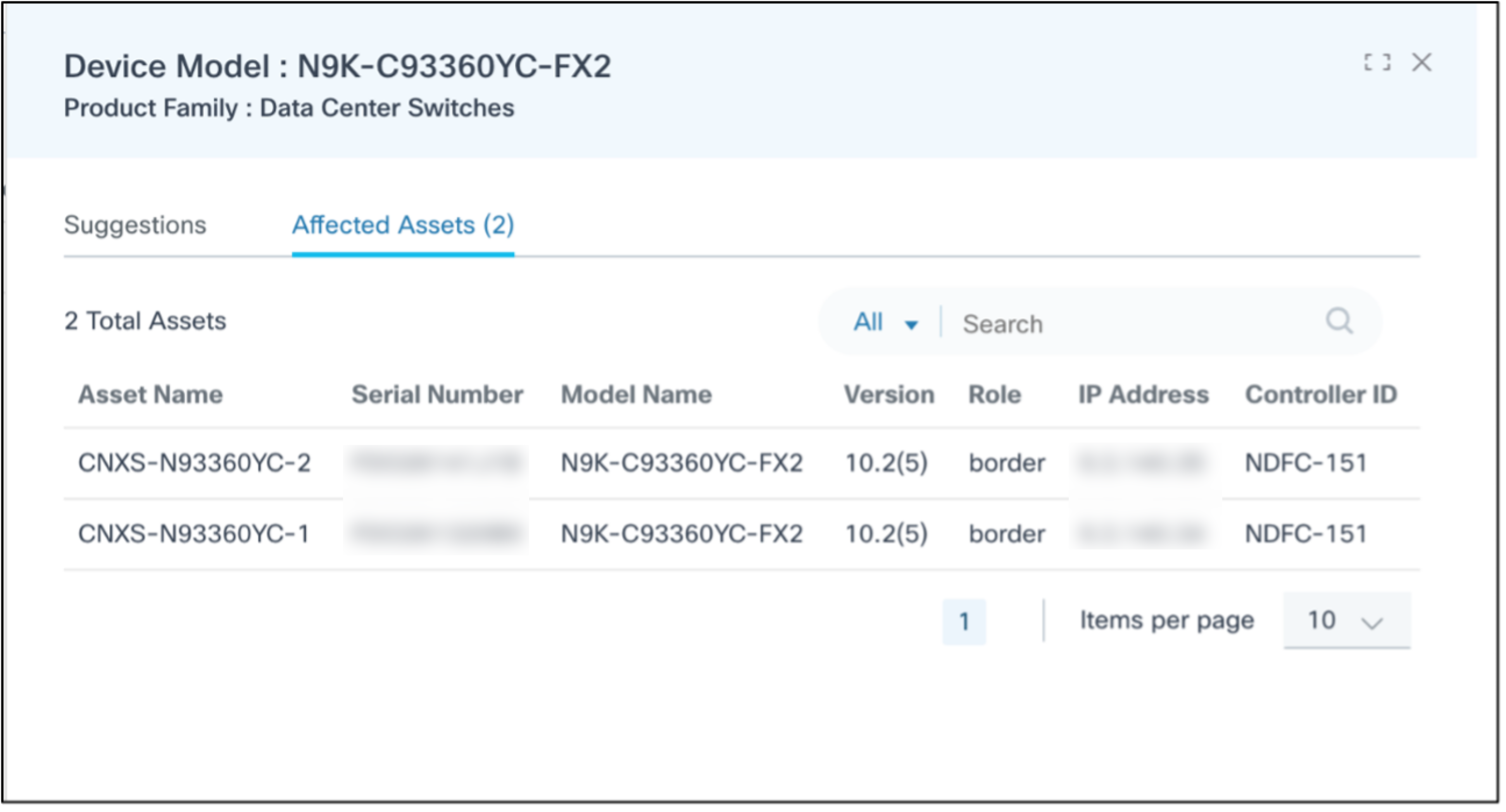 Affected Assets Tab