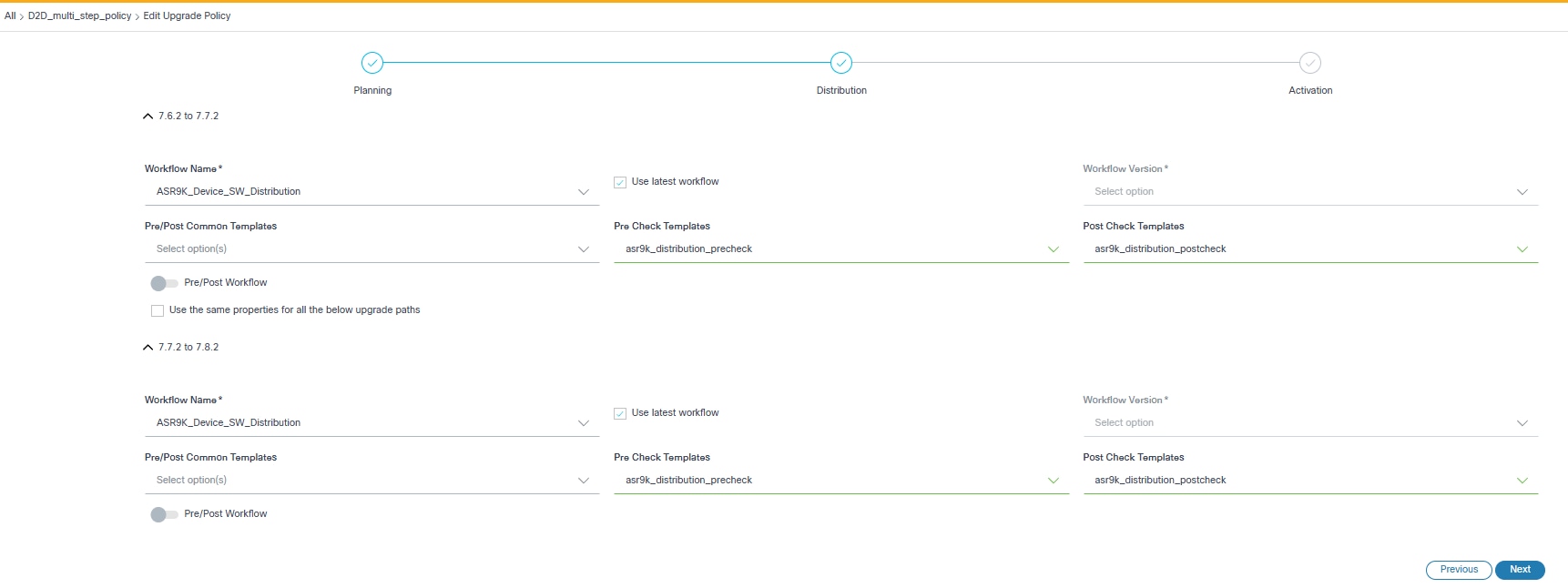 Distribution Section – Multi-Step Upgrade