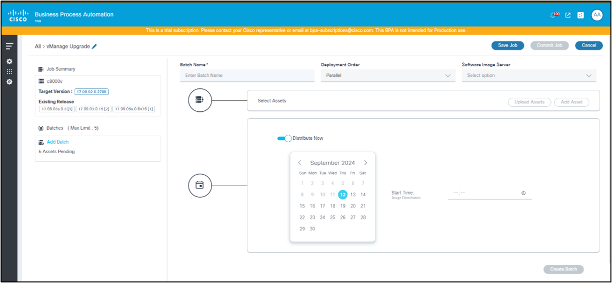 Distribution Job Type Schedule Options