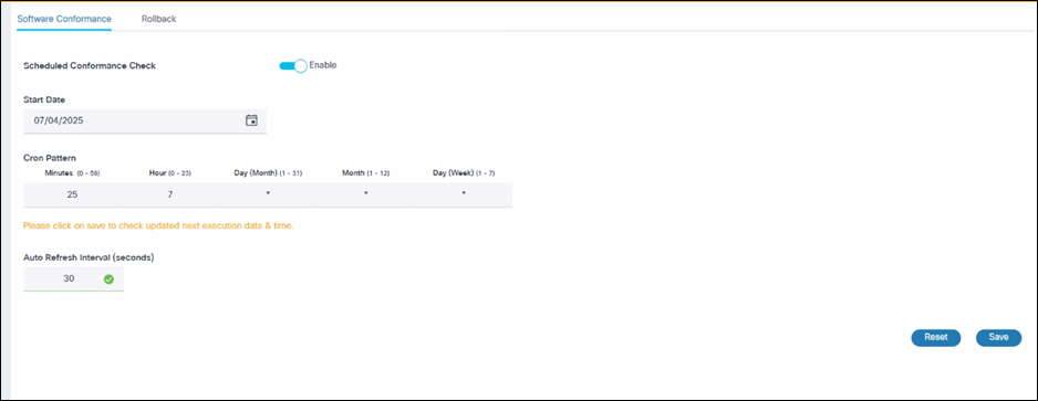 Software Conformance Tab