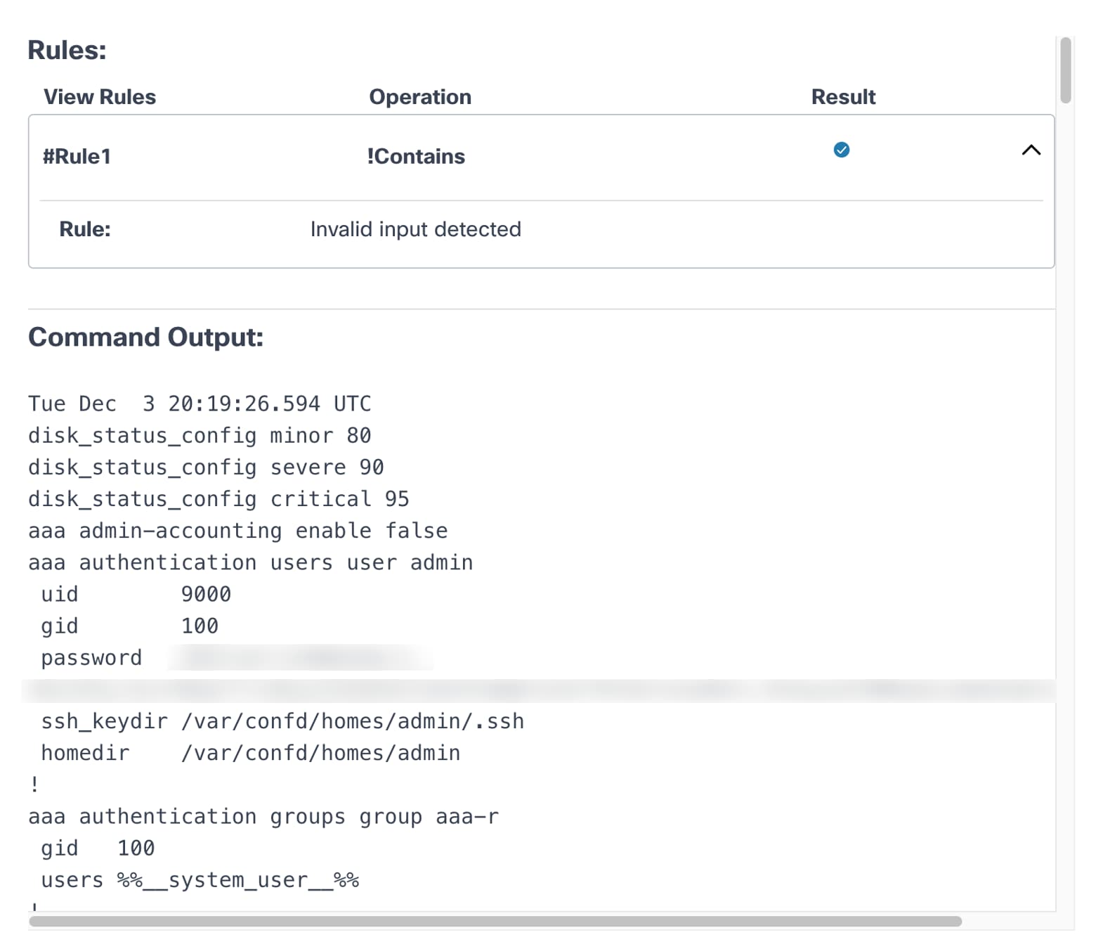 Pre- and Post-Check Command Output with Validation Rules