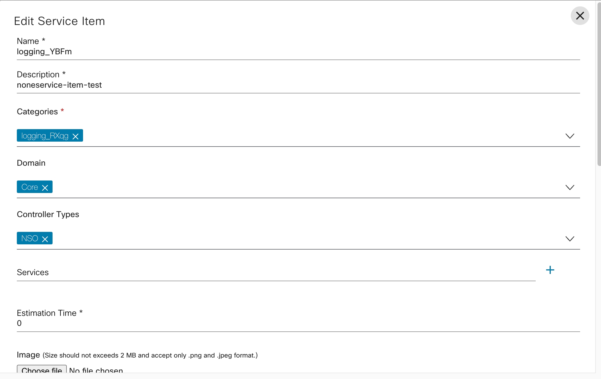 Enter Details in Edit Service Item