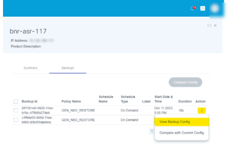 View Backup Config