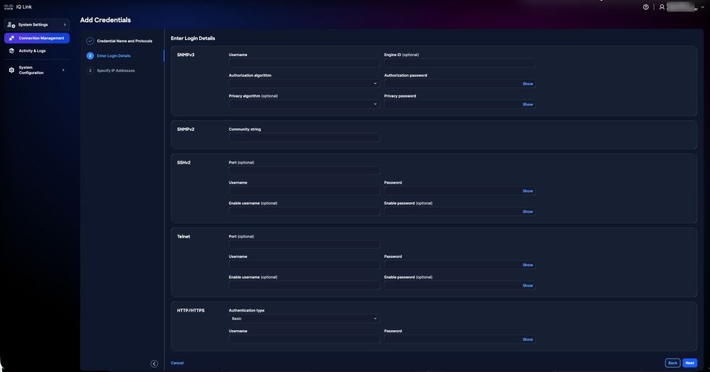 Add Credentials Details