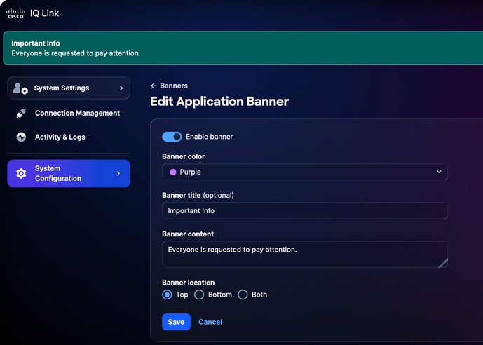 Edit Application Banner