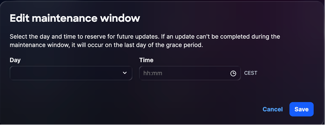 Edit maintenance window