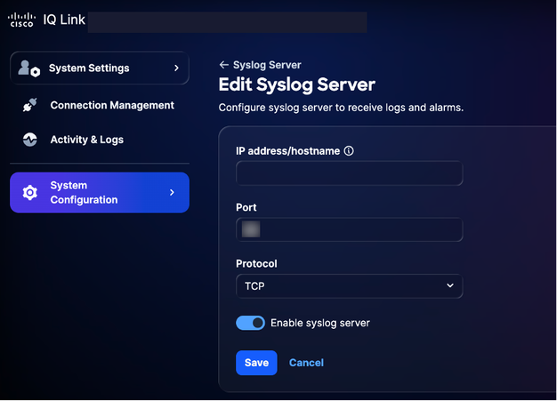 Edit Syslog Server