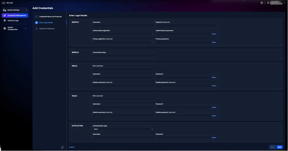 Add Credentials Details