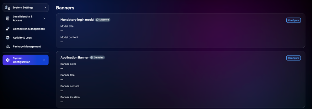 Configure Mandatory Banner