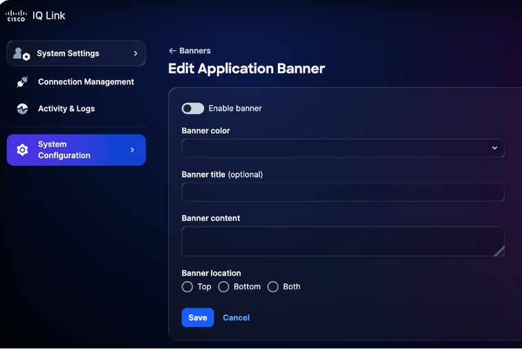 Edit Application Banner