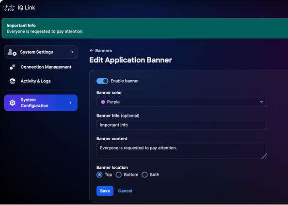 Edit Application Banner