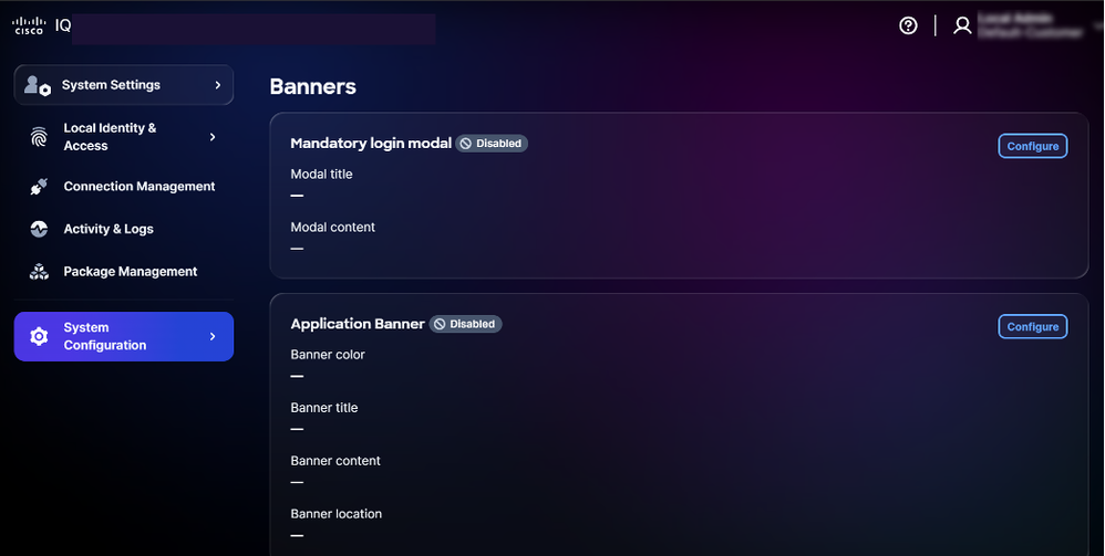 Configure Mandatory Banner