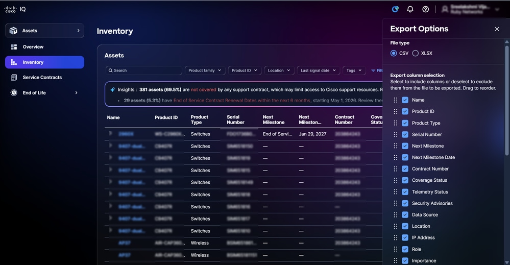 Export Options