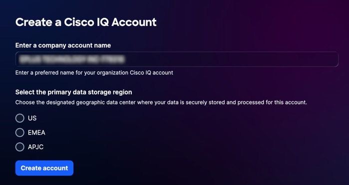 Create a Cisco IQ Account