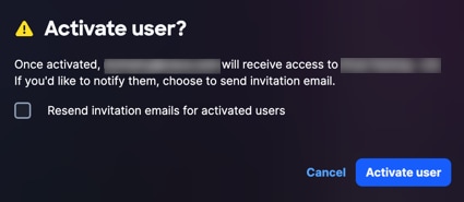 Activate User Confirmation