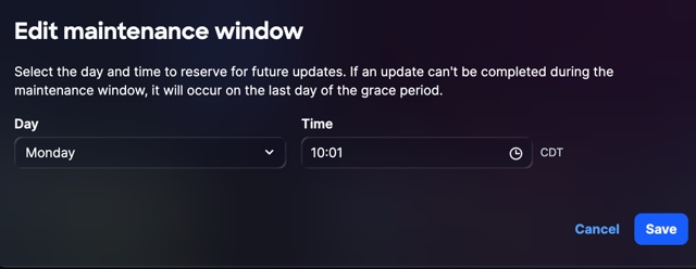 Edit Maintenance Window