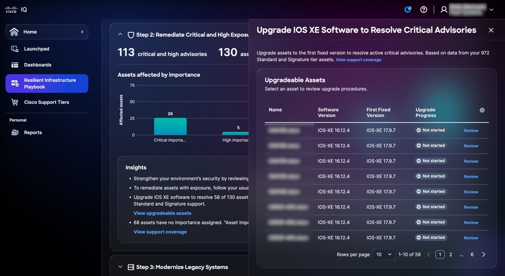 Review Software Upgrade for Assets