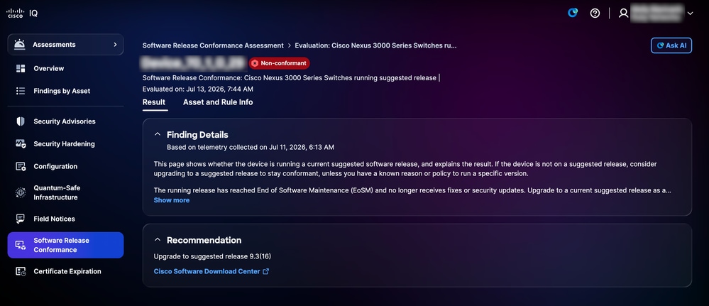 Software Release Conformance Assets Results