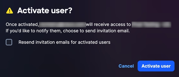Activate User Confirmation