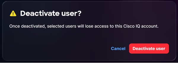 Deactivate User Confirmation