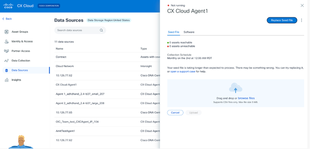 CX Cloud Agent window