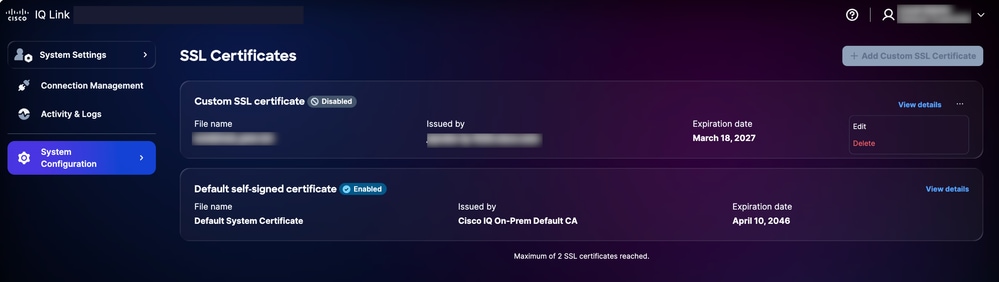 Delete SSL Certificate